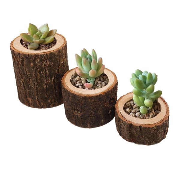 Succulent Small Flower Pots Handmade Ornaments Wooden Crafts Ornaments Creative Bark Wood Pile Candle Holder High Section