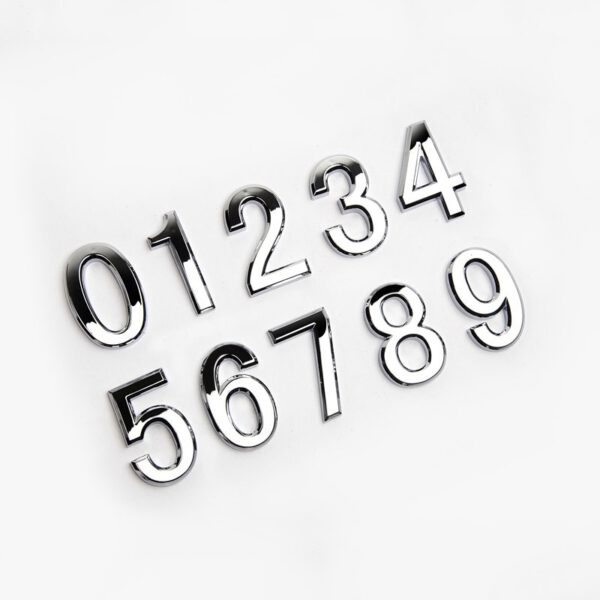 1pc New Hotel Door Silvery House Digits Sticker Plate Sign Plaque Plated Modern Home Decoration Address 5cm Number