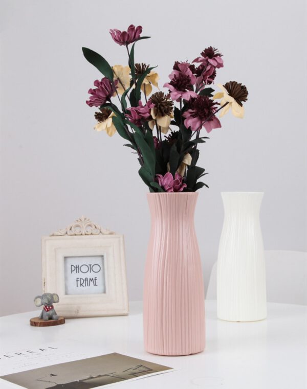 Origami Plastic Vase Milky White Imitation Ceramic Flower Pot Flower Basket Flower Vase Decoration Home Nordic Decoration