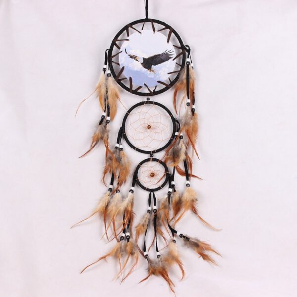 Eagle feather dream catcher big 3 iron ring indoor pendant Indian dream catcher pendant gift gift wedding decoration