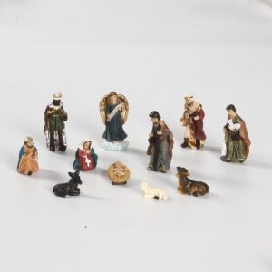 Elegant Profile Nativity Set, Includes Holy Family Resin Decorative Figures, Christmas Home Decoration Holiday Gift#35