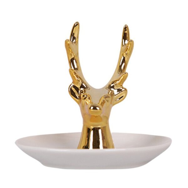 Golden Deer Antler Small Jewelry Dish Earrings Necklace Ring Storage Plates Decorative Display Plate Ceramics Jewelry Tray