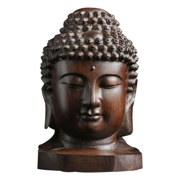 6cm Buddha Head Statue Wood Wooden Sakyamuni Tathagata Figurine Mahogany India Buddha Head Statue Crafts Home Decorative