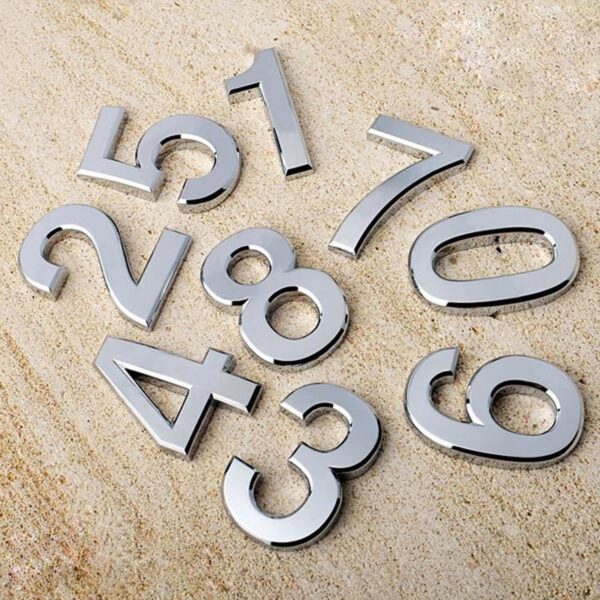 1pc New Hotel Door Silvery House Digits Sticker Plate Sign Plaque Plated Modern Home Decoration Address 5cm Number