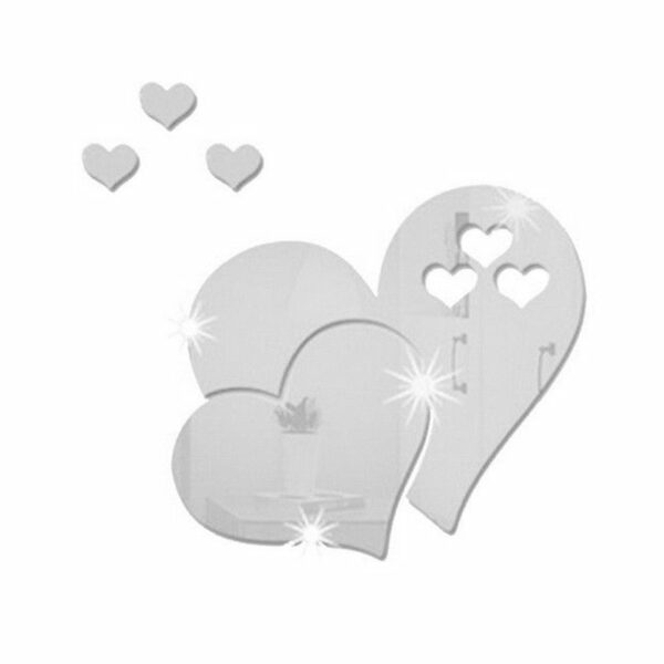 20x17cm Creative 3D Heart-shaped Acrylic Wall Stickers Self-adhesive DIY Home Decors Art Mirror Stickers