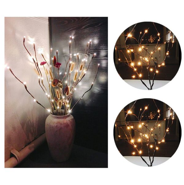 Home Decorations 20 Bulbs LED Willow Branch Lights Lamp Natural Tall Vase Filler New Year Tree Decorations