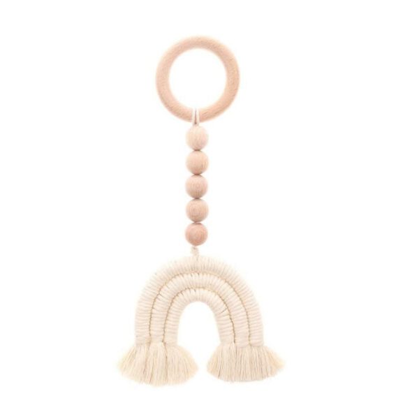Handmade Woven Wall Hanging Home Decor Macrame Wooden Boho Baby Teether Cotton Cord Wood Teething Toy Shower Gift