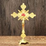 Church Relics Figurines Crucifix Jesus Christ On The Stand Cross Wall Crucifix Antique Home Chapel Decoration Wall Gold