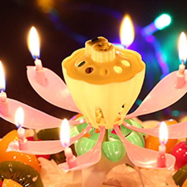 Cake Candle Musical Candle Lotus Flower Party Gift Art Happy Birthday Candle Lights Party DIY Cake Decoration Kids Candles Wax N