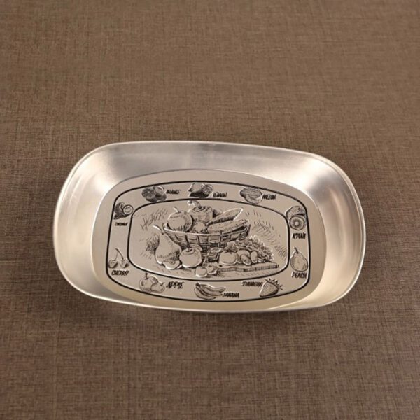 Details about   Retro metal plate with handles storage dish for fruit snack lunch