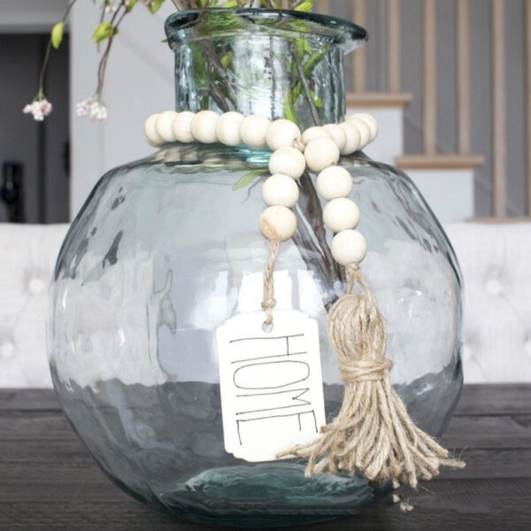 Wood Bead Garland With Tassels And DIY Decorations Farmhouse Home Beads Neutral Farmhouse Vintage Home Country Decor