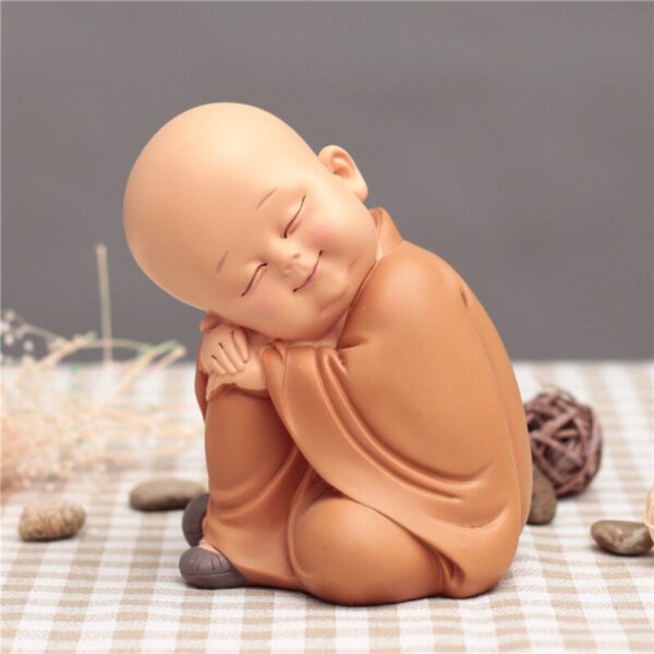 Little Monk Sculpture Ornaments Chinese Style Resin Hand-carved Small Buddha Statue Crafts Home Decoration Accessories Gifts
