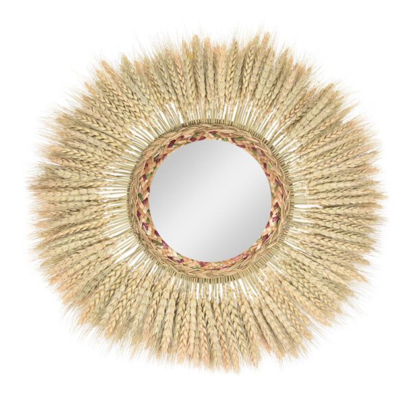 Hanging Wall Mirror Art Decoration Makeup Mirror Boho With Fringe Retro Decorative Wheat Ear Mirror For Bedroom Living Room
