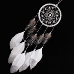 White-Dream-Catcher-Wall-Car-Hanging-Decoration-Silver-Feather-Core-Bead-Wind-Chimes-Hanging-Decorations-Handmade-Dreamcatcher