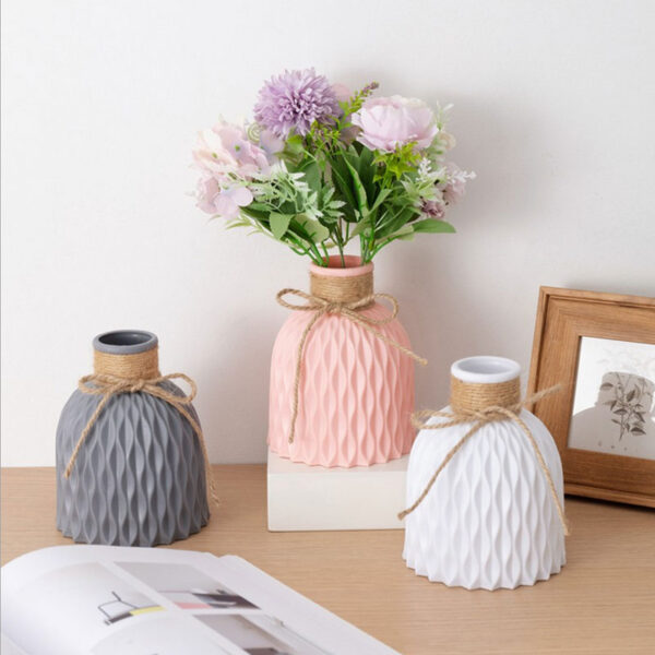 Simplicity Plastic Vase Modern Imitation Ceramic Flower Vases European Unbreakable Nordic Home Wedding Decorations Pot