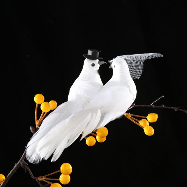 2pcs/set Artificial Foam Couple Bird DIY Window Wedding Decoration Craft Ornaments Photography Props Simulation Feather Birds