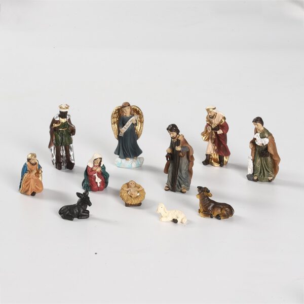 Elegant Profile Nativity Set, Includes Holy Family Resin Decorative Figures Toys for Gift Holy Statues Christmas Home Decoration