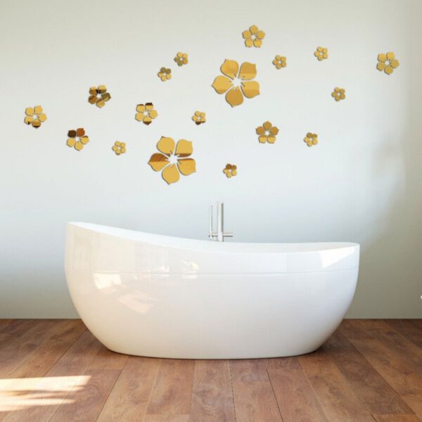 Flower Shape Sticker Acrylic Mirror Environmental Protection Wall Sticker Kitchen Bedroom Living Room Wedding Decoration