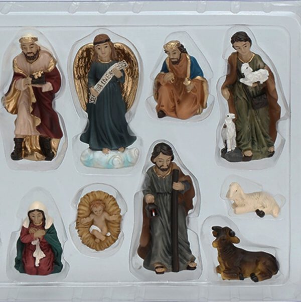 Elegant Profile Nativity Set, Includes Holy Family Resin Decorative Figures Toys for Gift Holy Statues Christmas Home Decoration