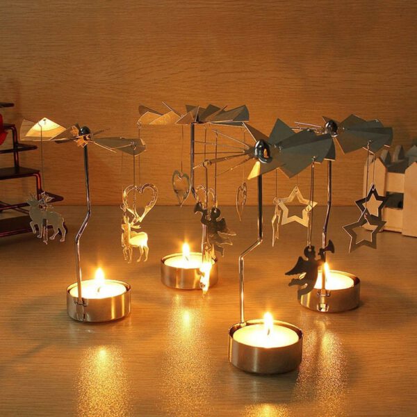2020 Hot Spinning Rotary Metal Carousel Tea Light Candle Holder Stand Light Xmas Gift Wedding Home decorartion Dropshipping