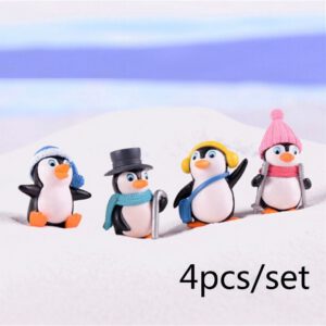 4pcs/set DIY Crafts Mini Winter Penguin Miniature Figurine Christmas Figures For Fairy Garden Gnomes Moss Terrariums Decoration