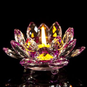 Undefined 7 Colors Crystal Glass Lotus Flower Candle Holder Tea Light Holder Buddhist Candlestick holder decorative Party