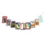 9 Pcs Combination Paper Frame with Clips DIY Kraft Paper Picture Frame Hanging Wall Photos Album 2M Rope Home Decoration Craft
