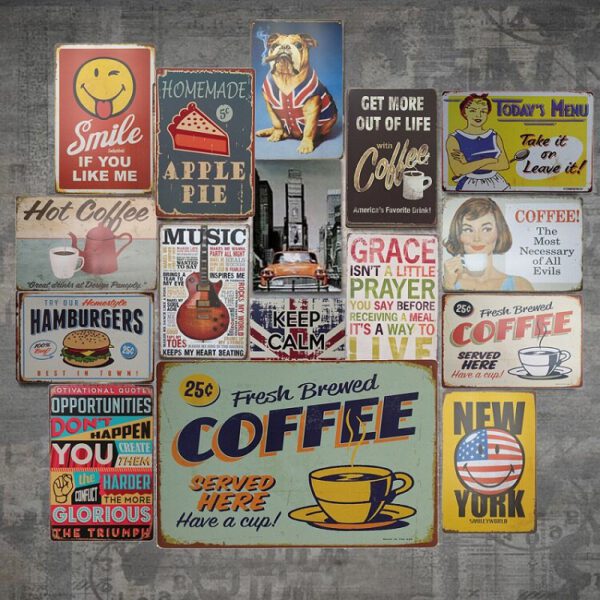 Vintage Metal Tin Sign Poster Plaque Bar Pub Club Cafe Home Plate Wall Decor Art Home Decor Restaurant Coffee Cafe Wall Plaques