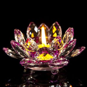 Crystal Glass Lotus Flower Candle Tea Light Holder Buddhist Candlestick Wedding Bar Party Valentine's Day Decor#5