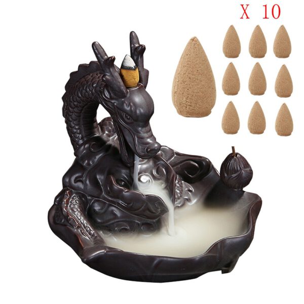 sell well Retro Handmade Porcelain Ceramic Backflow Incense Burner Buddhist Decoration Home Aromatherapy #20