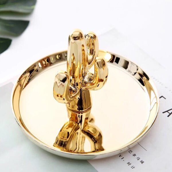 Gold-plated jewelry plate home decoration plate ring jewelry storage plate Small Items Jewelry Display Tray Mirror Metal Storage
