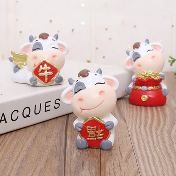 Ox Year Of The Ox Zodiac Ornaments Resin Crafts Cartoon Chinese Zodiac Statue Home Cake Decorations