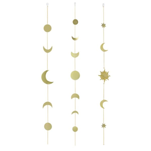 2020 Metal Round Piece Sun Moon Shape Hanging Decoration Photo kids Living Room Wall Hanging Decoration With Chains