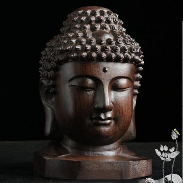 6cm Buddha Head Statue Wood Wooden Sakyamuni Tathagata Figurine Mahogany India Buddha Head Statue Crafts Home Decorative