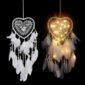 Dream Catcher With Heart Feathers Led Handmade Night Light Wall Hanging Decoration Hand-woven Ornaments Birthday Graduation Gift