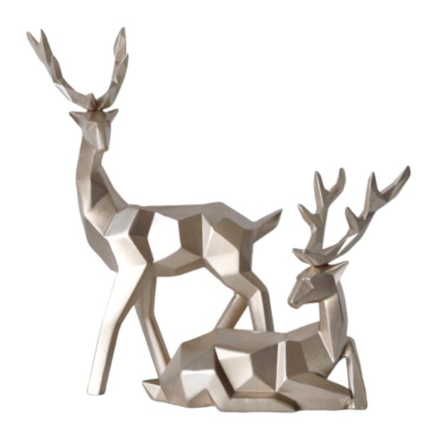 2Pcs Geometric Couple Deer Statue Elk Sculpture Figurine Home Living Room Decor 3D printing technology a perfect sculpture nice