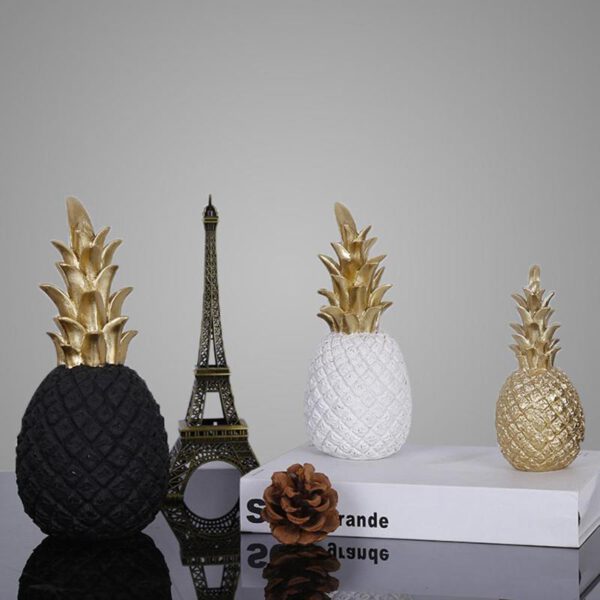 Modern Nordic Style Pineapple Ornaments Desktop Synthetic Resin Creativity Metal Finishes Window Home Ramadan Decoration