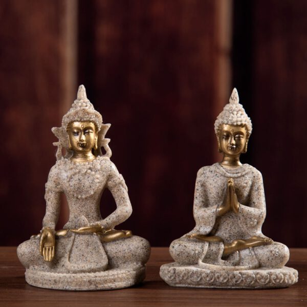 Hindu Sculpture Study Sitting Bedside Meditation Miniature Sandstone Resin Free Standing Fengshui Figurine Desktop Buddha Statue