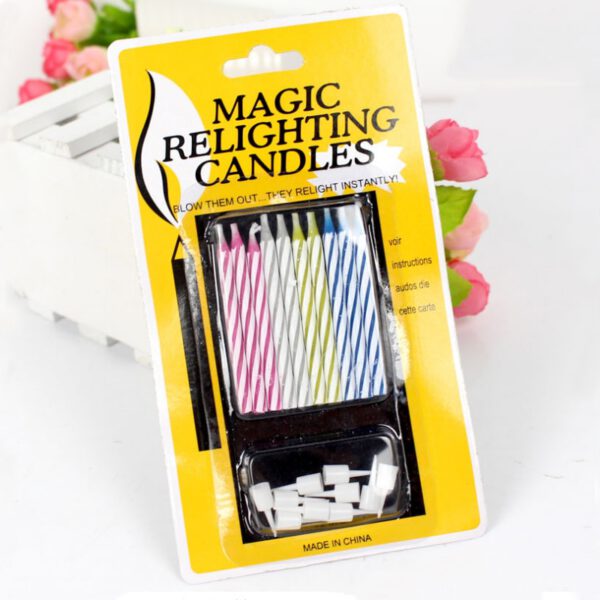 10pcs/box Magic Relighting Candles Funny Trick Birthday Blowing Candle Naughty Party Joke Gift Kids Birthday Cake Decor