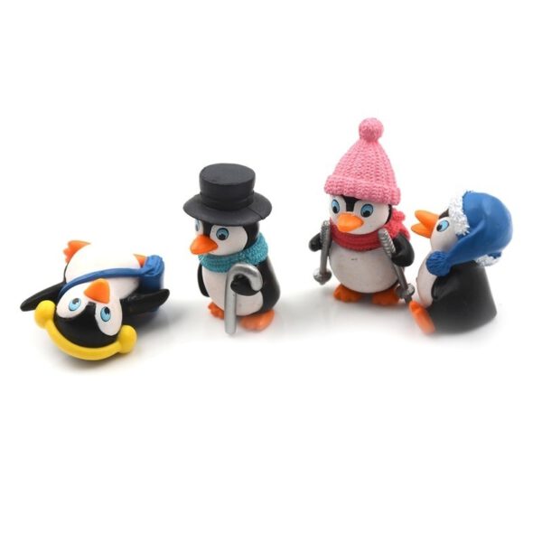 4pcs/set DIY Crafts Mini Winter Penguin Miniature Figurine Christmas Figures For Fairy Garden Gnomes Moss Terrariums Decoration