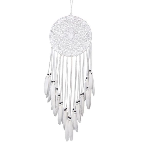 Handmade Dream Catchers Hanging White Lace Flower Dreamcatcher Wind Chimes Indiana Feather Pendant Creative Car Decoration