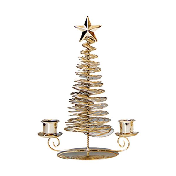 Golden Metal Candle Holder Christmas Decoration Candle Holder Luxury Metal Candlestick Christmas Dining Table Ornaments