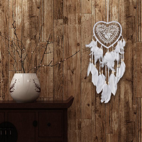 Handmade Dream Catchers Hanging White Lace Flower Dreamcatcher Wind Chimes Indiana Feather Pendant Creative Room Decor Drop Ship