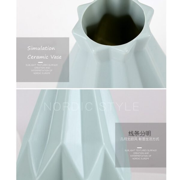 Origami Plastic Vase Milky White Imitation Ceramic Flower Pot Flower Basket Flower Vase Decoration Home Nordic Decoration