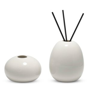 Home Table Decoration Aromatherapy Small White Ceramic Vases Set Of 2 With Modern Design Simply Style