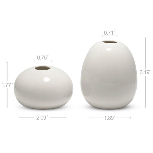 Home Table Decoration Aromatherapy Small White Ceramic Vases Set Of 2 With Modern Design Simply Style